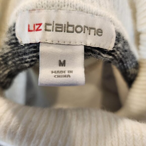 Liz Claiborne Cashmere-feel Knit Sweater - Black, Grey, and White. NWT - Size M - Picture 3 of 6